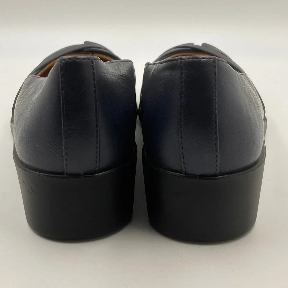 LifeStride‎ Jorie Wedge Pumps Women 10W Navy Blue Knotted Comfort Career Classic